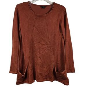 Hannah Women's Rust Sweater Pullover Pockets Soft Midweight Tunic Winter Warm M